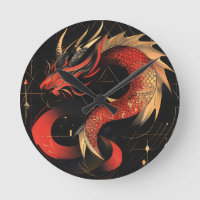 Majestic Red and Gold Chinese Dragon Art