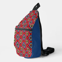 Majestic Red Blue Intricate Diamond Pattern 