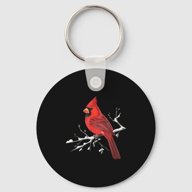 Majestic Red Cardinal Birdwatching Birdwatcher Bir Key Ring (Front)