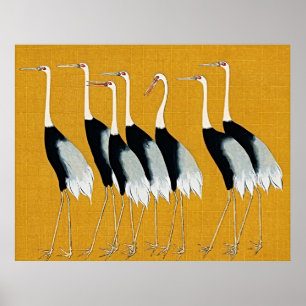 Majestic Red-Crowned Cranes Poster