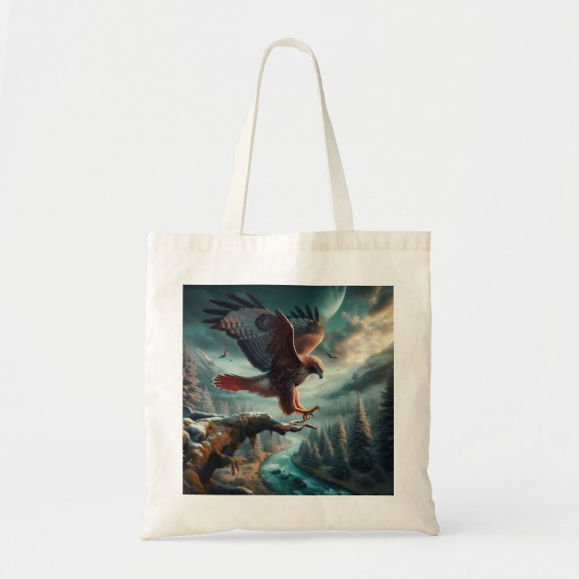 Majestic Red-Tailed Hawk Soaring Tote Bag (Front)