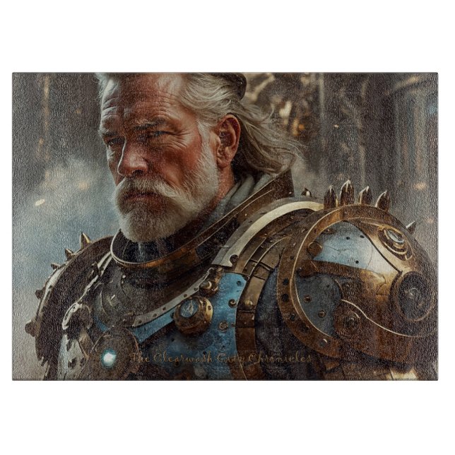 Majestic Regal Steampunk King Glass Chopping Board (Front)