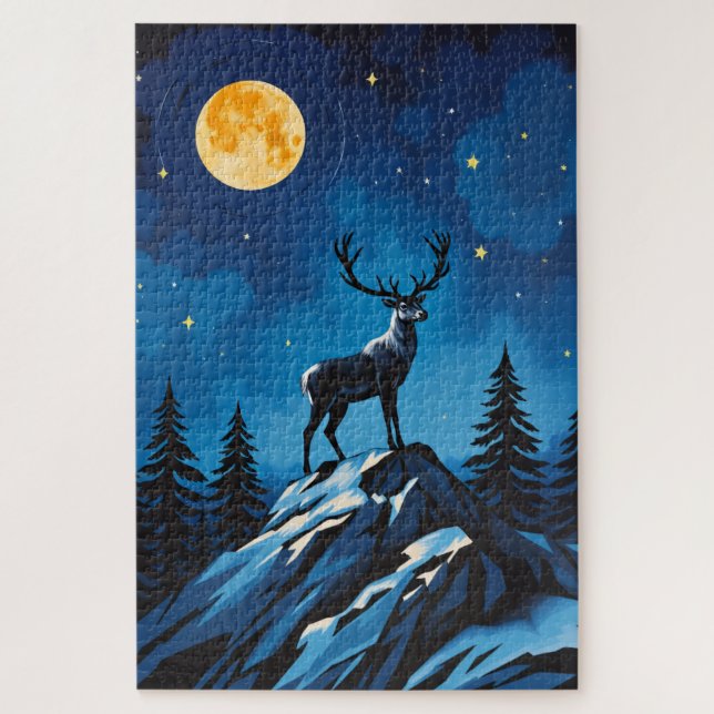 Majestic Reindeer by Moonlight Jigsaw Puzzle (Vertical)