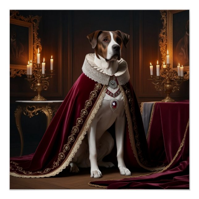 Majestic Renaissance Dog Portrait Vintage Candle Poster (Front)