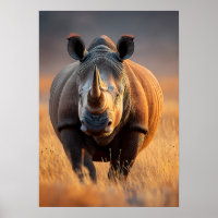 Majestic Rhino in Golden Grasslands
