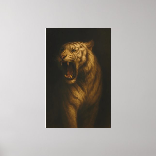 Majestic Roaring White Tiger – Fine Art Canvas (Front)