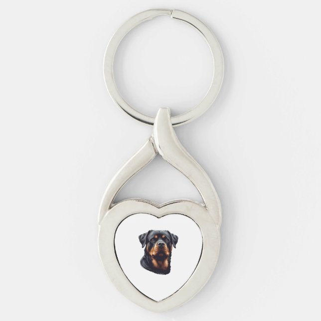 Majestic Rottweiler Dog Art Key Ring (Front)