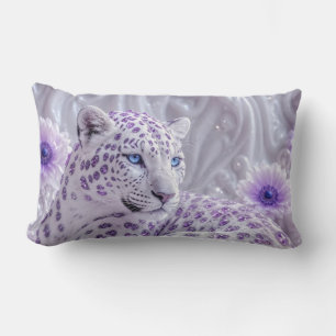 Majestic Royal Purple Jewelled Leopard Art Lumbar Cushion