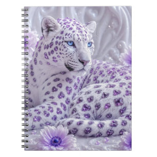 Majestic Royal Purple Jewelled Leopard Art Notebook