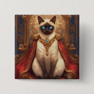 Majestic Royal Siamese Cat Portrait 15 Cm Square Badge