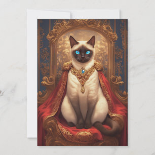 Majestic Royal Siamese Cat Portrait Card