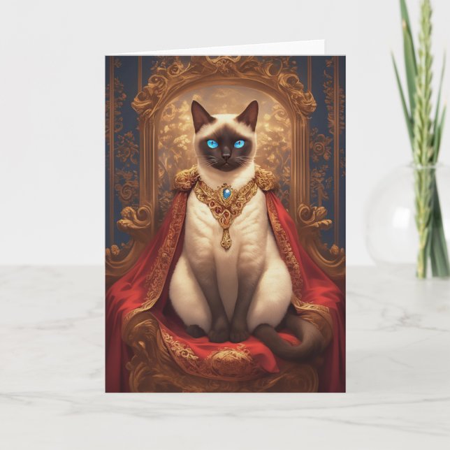 Majestic Royal Siamese Cat Portrait Card (Front)