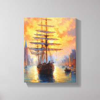 Majestic sailing ship in abstract sea canvas print