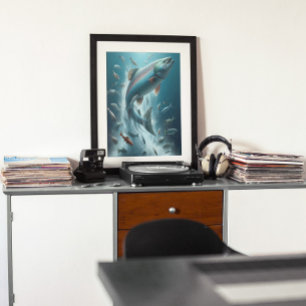 Majestic Salmon During Moonlit Dance 16x20 Poster