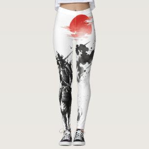 Majestic Samurai Warrior Ink Wash Art Leggings