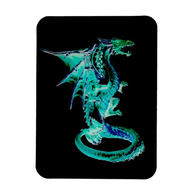 Majestic Sea Blue Dragon Mythical Creature Magnet (Vertical)