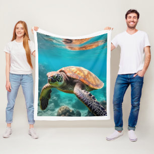 Majestic Sea Turtle Underwater Ocean Fleece Blanke Blanket
