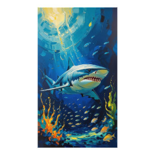 Majestic Shark Underwater Vibrant Painting Photo P Print