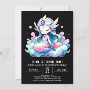 Majestic Simple Mermaid Birthday Invitation