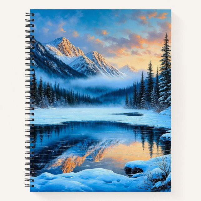 Majestic Snow-Covered Mountains Reflecting Notebook (Front)