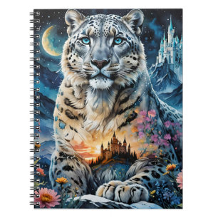 Majestic Snow Leopard - Castle - Moon,  Notebook