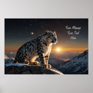 Majestic Snow Leopard – Customisable Text Poster