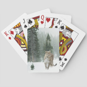 Majestic Snow Leopard in the Winter Snow Playing Cards