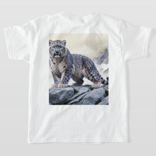 Majestic Snow Leopard on Rocky Cliff T-Shirt