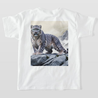 Majestic Snow Leopard on Rocky Cliff T-Shirt
