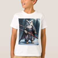majestic snow owl perched on a tree branch T-Shirt