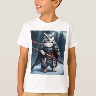 majestic snow owl perched on a tree branch T-Shirt