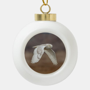 Majestic Snowy Owl of the Connecticut Coast Ceramic Ball Christmas Ornament