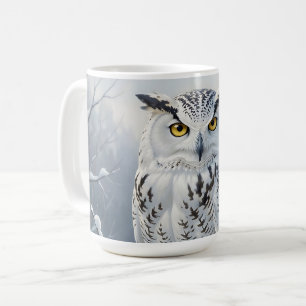 Majestic Snowy Owl Winter Scene Coffee Mug