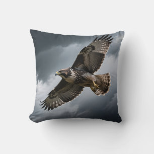 Majestic Soaring Hawk Storm Clouds Cushion