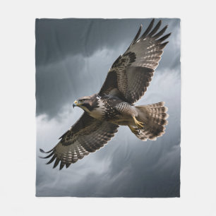Majestic Soaring Hawk Storm Clouds Fleece Blanket