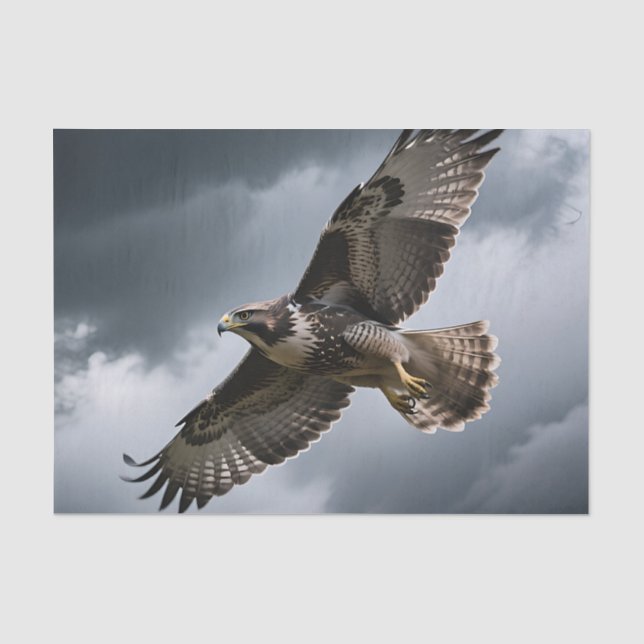 Majestic Soaring Hawk Storm Clouds Tissue Paper (Front)