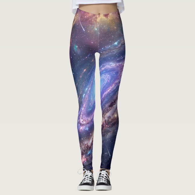 Majestic Spiral Galaxy Universe Leggings (Front)