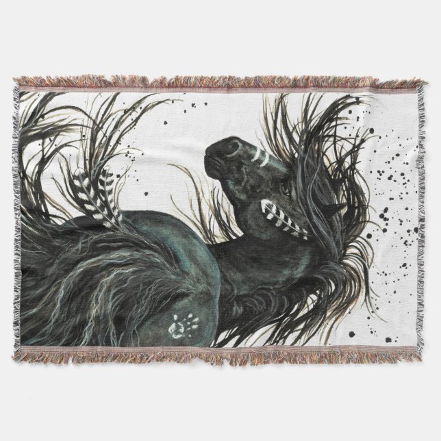 Majestic Spirit Horse by Bihrle Throw Blanket (Front)