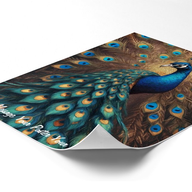 Majestic Splendour: The Boho Peacock Poster (Corner)