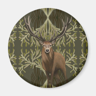 Majestic Stag Abstract Green Forest Magnet