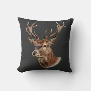 Majestic Stag Deer Portrait with Large Antlers Cushion