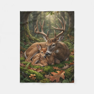 Majestic Stag In Autumn Forest Wildlife Nature Fle Fleece Blanket