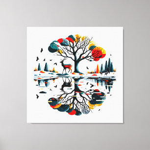 Majestic Stag in Snowy Winter Forest Canvas Print