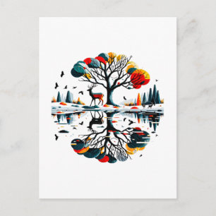 Majestic Stag in Snowy Winter Forest Postcard