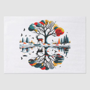 Majestic Stag in Snowy Winter Forest Tissue Paper