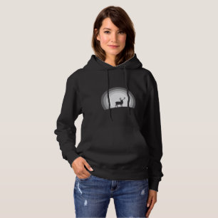 Majestic Stag Silhouette Under Lunar Light Hoodie