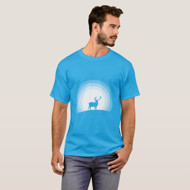 Majestic Stag Silhouette Under Lunar Light T-Shirt (Front Full)