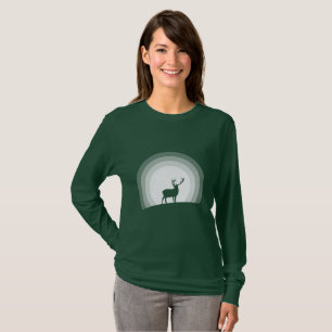 Majestic Stag Silhouette Under Lunar Light T-Shirt
