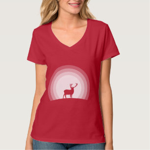 Majestic Stag Silhouette Under Lunar Light T-Shirt