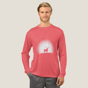 Majestic Stag Silhouette Under Lunar Light Tri-Blend Shirt